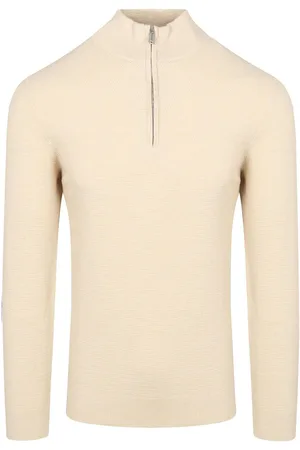 Profuomo Half Zip Pullover Struktur Ecru - Größe XXL