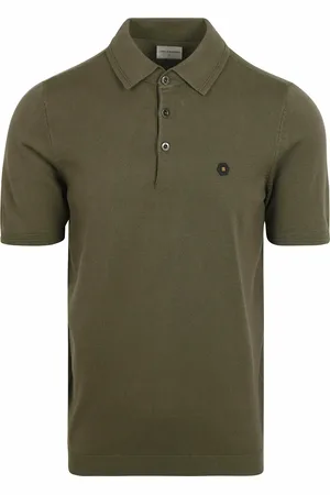 No Excess Knitted Poloshirt Olivgrün - Größe XL