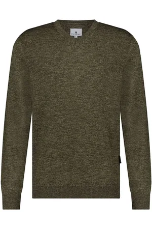 State of art Pullover mit V-Ausschnitt Grün Melange - Größe XL