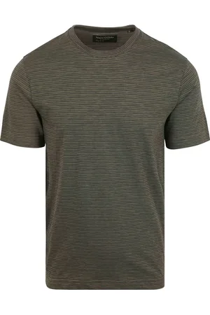Marc O’ Polo T-shirt Slub Stripes Dark Green - Größe L