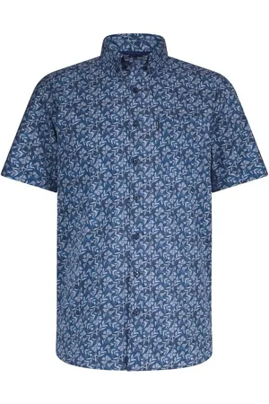 State of art Short Sleeve Hemd Leafs Navy - Größe XL