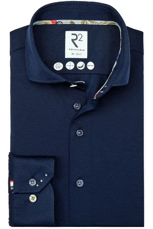 R2 Amsterdam R2 Japanese Knitted Hemd Shortsleeve Navy - Größe 3XL
