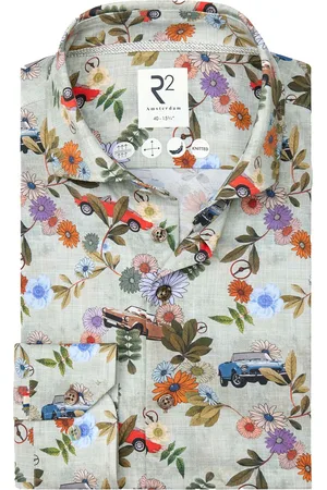 R2 Amsterdam R2 Japanese Knitted Hemd Druck Grün - Größe 43