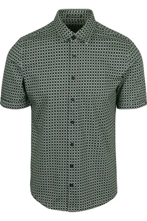 No Excess Short Sleeve Jersey Hemd Druck Moosgrün - Größe L