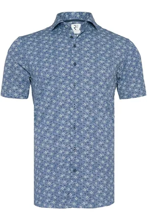 R2 Amsterdam R2 Hemd Shortsleeve Druck Dunkelblau - Größe M