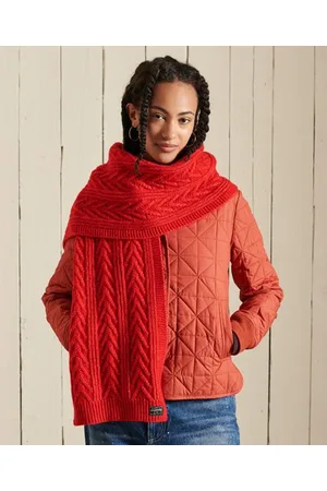 Superdry Damen Luxuriöser Schal mit Zopfmuster