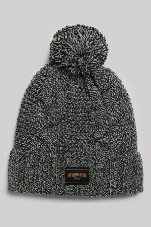 Superdry Damen Strickmütze mit Zopfmuster