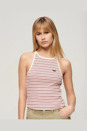 Superdry Damen Gestreiftes Essential Logo Racer-tanktop