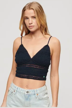 Superdry Damen Jersey-Bustier mit Spitze, Größe: 42