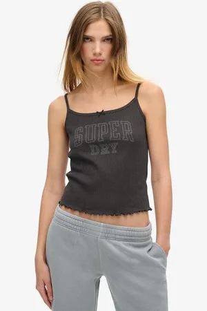 Superdry Damen Athletic Essentials Pointelle-trägertop mit Grafik