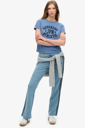 Superdry Damen Athletic Essentials Jogginghosen mit Streifen und Schlag