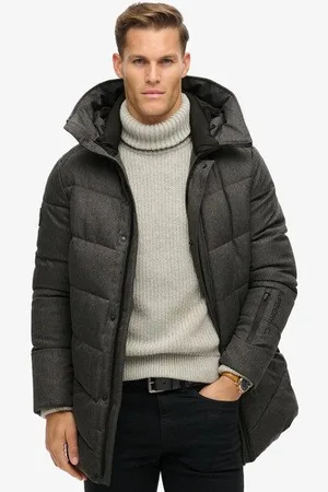 Superdry Herren Wattierter City Mantel mit Chevron-design