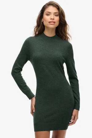 Superdry Damen Langärmeliges Strickkleid aus Merinowolle