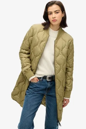 Superdry Damen Lang Geschnittener Studios Mantel
