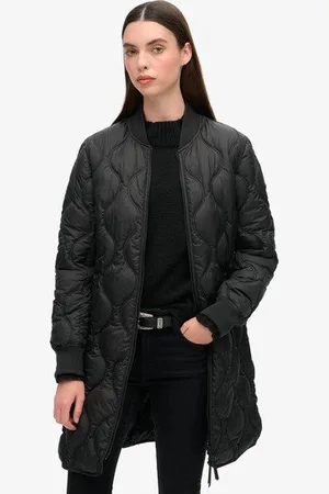 Superdry Damen Lang Geschnittener Studios Mantel