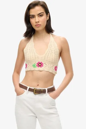 Superdry Damen Bustier mit Häkelblumen, Größe: 42