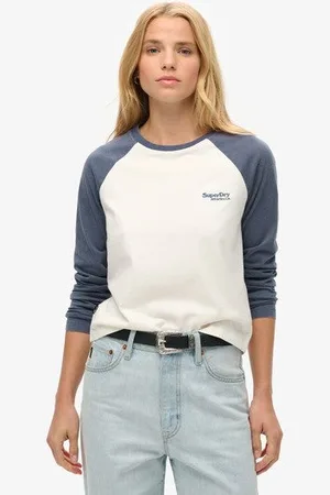 Superdry Damen Essential Baseballoberteil mit Langen Ärmeln und Logo