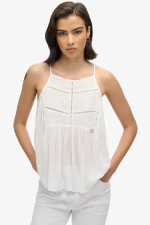 Superdry Damen Vintage Trägeroberteil mit Spitzenpasse