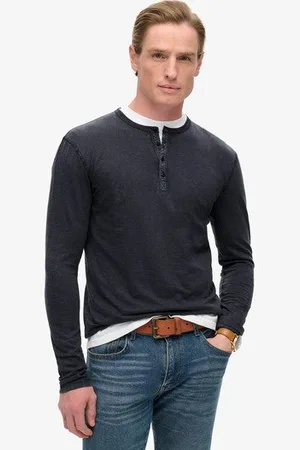 Superdry Herren Langärmeliges Grandad-oberteil aus Jersey