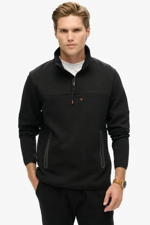 Superdry Herren Lockeres Funktionsshirt mit Halblangem Reißverschluss