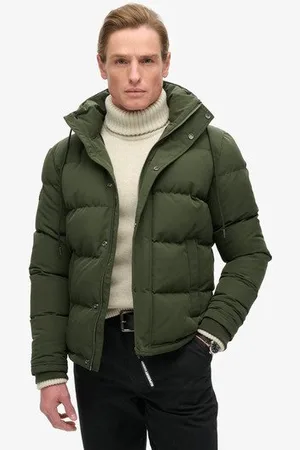 Superdry Herren Kurze Everest Steppjacke mit Kapuze