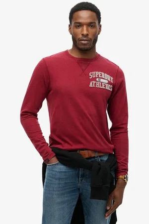 Superdry Herren Athletic Langarmshirt im Vintage-Stil mit Logo-Druck, Größe: L