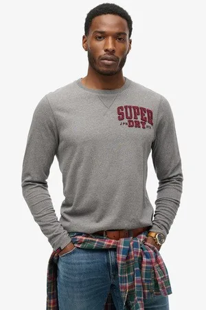 Superdry Herren Athletic Langarmshirt im Vintage-Stil mit Logo-Druck, Größe: L