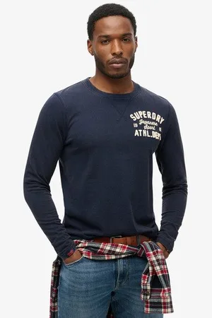 Superdry Herren Athletic Langarmshirt im Vintage-Stil mit Logo-Druck, Größe: S