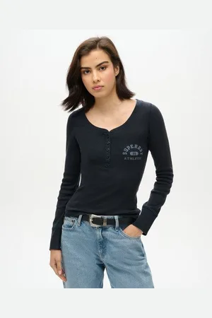 Superdry Damen Athletic Button-down-langarmoberteil