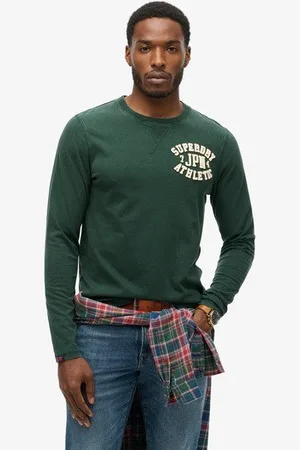 Superdry Herren Athletic Langarmshirt im Vintage-Stil mit Logo-Druck, Größe: L