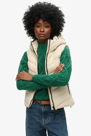 Superdry Damen Wattierte Kapuzenweste aus Mikrofaser