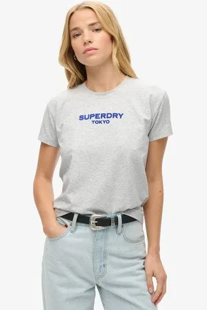 Superdry Damen Figurbetontes Sport Luxe-T-Shirt mit Grafikprint, Größe: 44