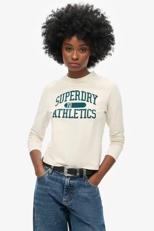 Superdry Damen Schmales Athletic Essentials Ringel-langarmshirt