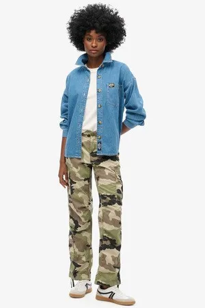 Superdry Damen Gerade Cargohose mit Niedriger Leibhöhe
