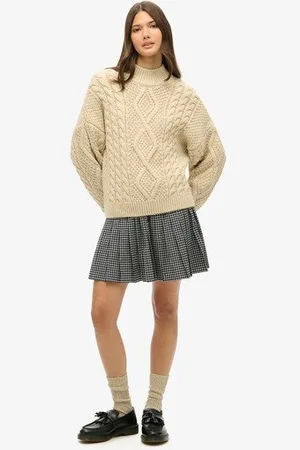 Superdry Damen Minirock im Vintage-stil mit Falten