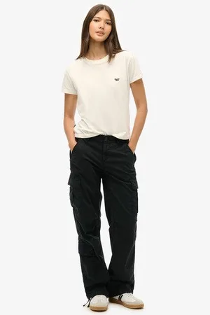 Superdry Damen Gerade Cargohose mit Niedriger Leibhöhe