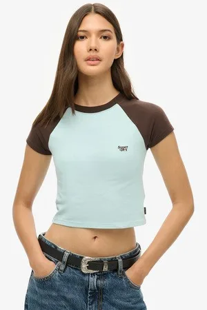 Superdry Damen Kurzes Baseball Baby T-shirt