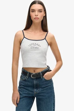 Superdry Damen Cami Top Logo Druck, Größe: 40