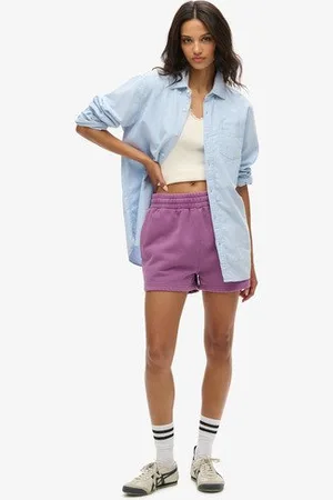 Superdry Damen Sweatshorts in Vintage-waschung Bestickt, Größe: 36