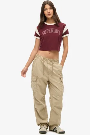 Superdry Damen Para Cargohose mit Niedriger Leibhöhe