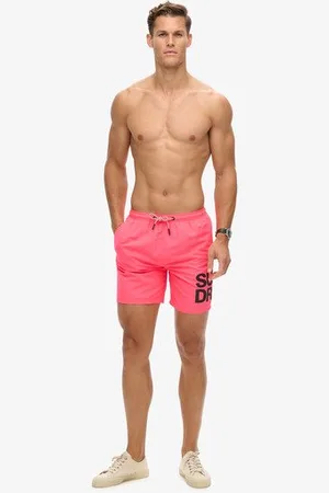 Superdry Herren 17-Zoll Sportswear Badeshorts aus Recyceltem Material mit Logo
