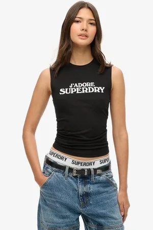 Superdry Damen Eng Anliegendes Sport Luxe Tanktop mit Grafik
