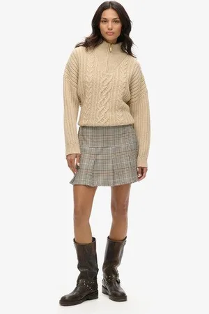Superdry Damen Vintage Tweed-minirock mit Falten