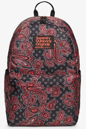 Superdry Damen Schwarz und Orange Montana Rucksack mit Print Paisley Druck, Größe: Einheitsgröße