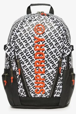 Superdry Damen Weiß und Schwarz Tarp Aop Rucksack Bedruckt, Größe: Einheitsgröße
