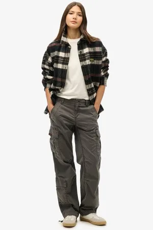 Superdry Damen Gerade Cargohose Mit Niedriger Leibhöhe, , Größe: 36