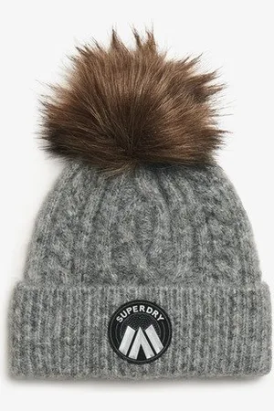Superdry Damen Luxuriöse Beaniemütze mit Zopfmuster