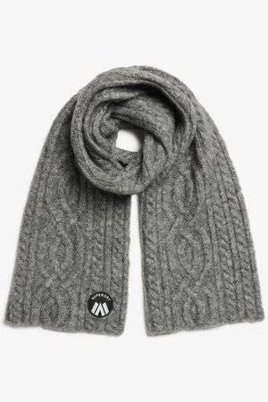 Superdry Damen Luxuriöser Strickschal mit Zopfmuster