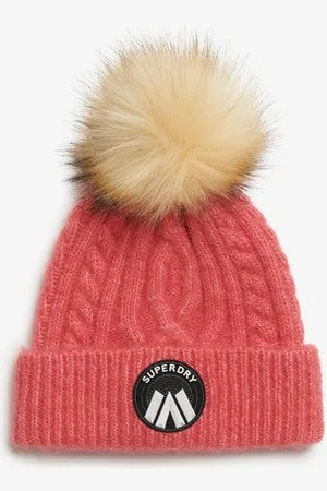 Superdry Damen Luxuriöse Beaniemütze mit Zopfmuster