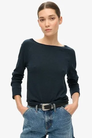 Superdry Damen Langärmeliges French Terry Oberteil